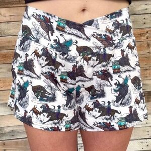 NWT White Western Horse Rodeo Shorts